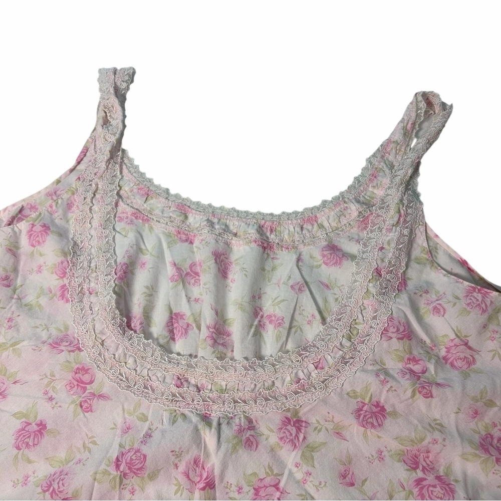 CACIQUE Woman Floral Pink Long Nightgown SZ 18/20  100% Cotton